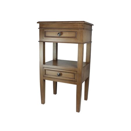 LATESTLUXURY Erika 2-Drawer Middle Shelf Wooden Accent Side Table, Brown - 285 x 16 x 12 in. LA2570498